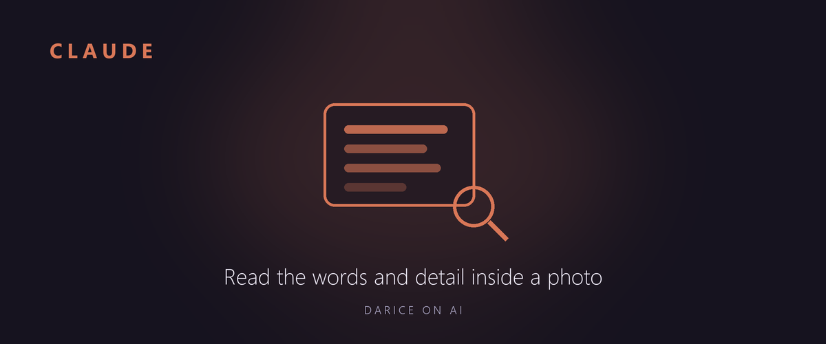 Claude: read the words and detail inside a photo
